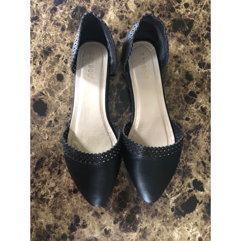 Bamboo Black Cutout Flats